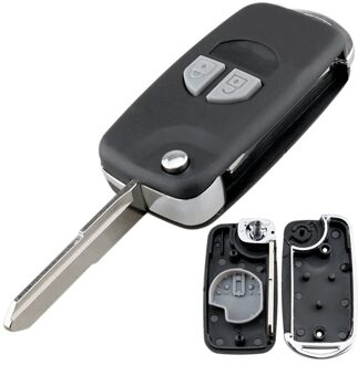 2 Knoppen Zwart Gemodificeerde Folding Remote Smart Auto Key Case Auto Autosleutel Shell Met HU87 Blade En Knop Pad fit Voor Suzuki-SX4