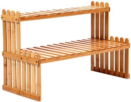 2 Lagen Bamboe Opbergrek Keuken Kruidkruik Fles Kruiden Rek Decoratie Organizer Plank Thuis Desktop Rekken