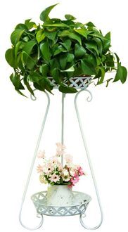 2 Lagen Plant Stand Indoor Planken Plant Houder Plant Rack Bloem Stand Voor Woonkamer Indoor Tuin Balkon Decoraties wit