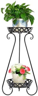 2 Lagen Plant Stand Indoor Planken Plant Houder Plant Rack Bloem Stand Voor Woonkamer Indoor Tuin Balkon Decoraties zwart