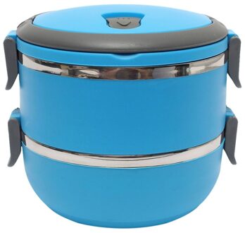 2-Lagen Roestvrijstalen Geïsoleerde Lunchbox Voedsel Veiligheid Plastic Pp Bento Multi-layer Thermische Lunchbox Outdoor servies Blauw