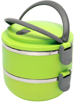2-Lagen Roestvrijstalen Geïsoleerde Lunchbox Voedsel Veiligheid Plastic Pp Bento Multi-layer Thermische Lunchbox Outdoor servies groen