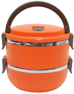 2-Lagen Roestvrijstalen Geïsoleerde Lunchbox Voedsel Veiligheid Plastic Pp Bento Multi-layer Thermische Lunchbox Outdoor servies Oranje