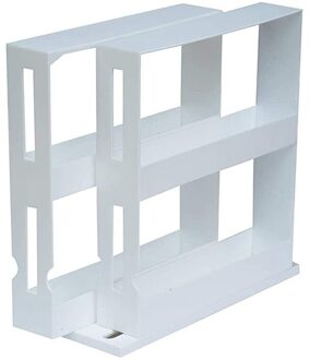 2-Layer Roterende Opbergkast Push-Pull Multifunctionele Voedsel Box Kruiden Opbergdoos Roterende Kruiden Rek Keuken Gereedschap