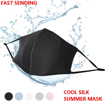 2 Layers Cool Silk Cotton Face Mask Man Woman Washable Reusable Windproof Mouth-muffle Dustproof Mesh Mask Breathable PM2.5
