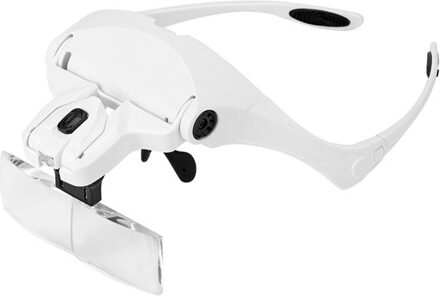 2-LED Visor Vergrootglas Bril Vergrootglas Reparatie Juwelier Vergrootglas Gereedschap Met 5 Verwisselbare Lens Hoofdband