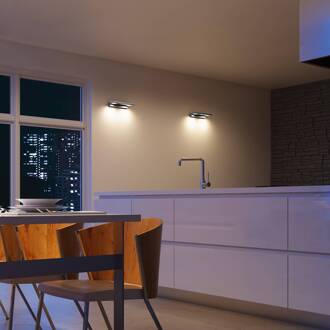 2-lichts LED-wandlamp Pano, metallic roestvrij staal