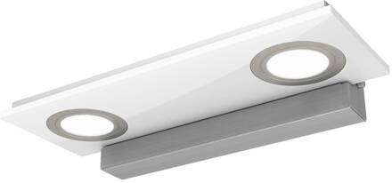 2-lichts LED-wandlamp Pano, wit roestvrij staal