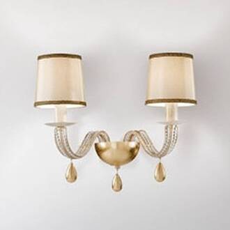 2-lichts wandlamp ANOUK goud, ivoor, transparant