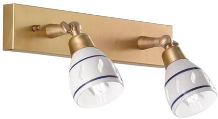 2-lichts wandspot Bassano van messing geschaduwd messing, wit, blauw