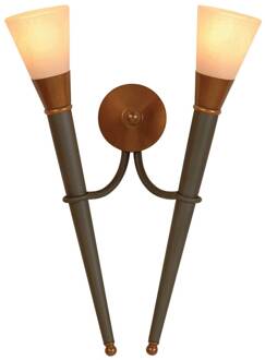 2-lichts wandtoorts STELLA lood, antiek-messing, crème