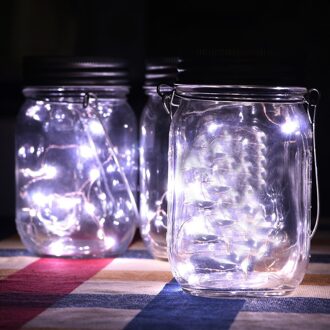 2 M Solar Mason Jar Verlichting Strings Fairy Vuurvlieg Lights Deksels Insert Voor Terras, Gazon, tuin Decor Led Light String #25 wit