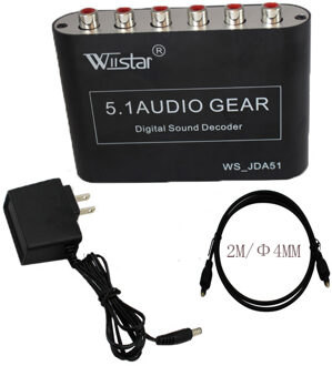 2 m spdif kabel + 5.1 Audio Decoder SPDIF Coaxiale RCA dolby DTS AC3 Digitale tot 5.1 Versterker Analoge converter