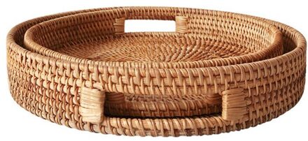 2 Maten Cracker Thee Opbergvak Broodmand Rotan Geweven Opslag Snack Fruitschaal Hotel Essentiële Olie Lade Met Handvat 2stk