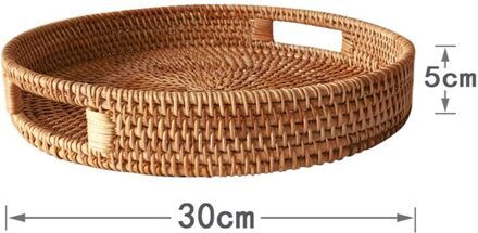 2 Maten Cracker Thee Opbergvak Broodmand Rotan Geweven Opslag Snack Fruitschaal Hotel Essentiële Olie Lade Met Handvat 30x5cm