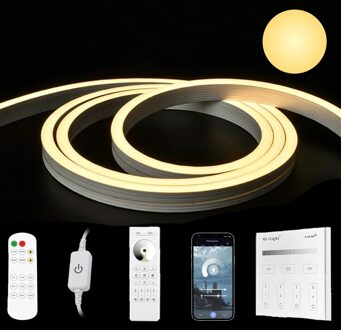 2 meter neon led flex midi recht warm wit - complete set neon verlichting