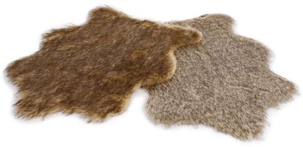 2 Namaak Dierenvellen - Konijn - Bontvel  'konijnenvel' 41x33cm