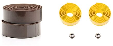 2 Paar Road Bike Fiets Cork Stuur Bar Grip Wrap Tape + Bar Stekkers, Koffie & Geel