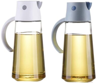 2 Pack 22Oz Glas Olijfolie Dispenser Flessen Voor Keuken Cruet Met Zwaartekracht Cap blauw wit