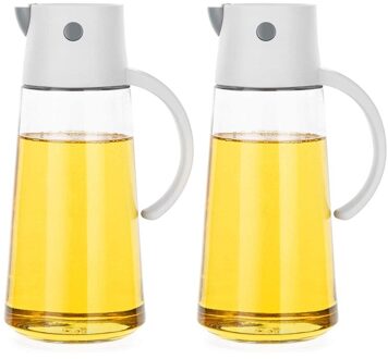 2 Pack 22Oz Glas Olijfolie Dispenser Flessen Voor Keuken Cruet Met Zwaartekracht Cap wit