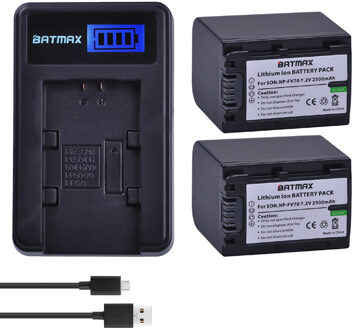 2 Pack 2500 mAh NP-FV70 NP FV70 NPFV70 batterijen & LCD USB Oplader voor Sony NP-FV50 FV30 HDR-CX230 HDR-CX150E HDR-CX170 CX300 Z1