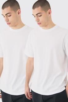 2 Pack Basic T-Shirt, White - S