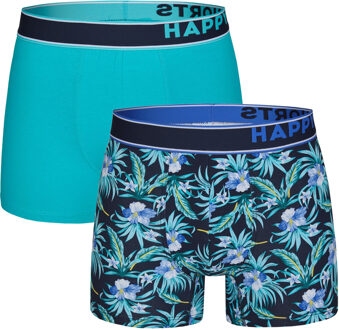 2-pack boxershorts heren hawaii flowers Blauw - XXL