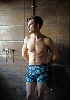 2-pack boxershorts heren leaves print Blauw - M