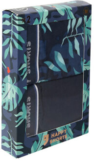 2-pack boxershorts heren leaves print Blauw - XXL