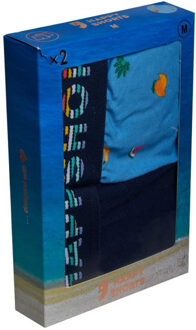 2-pack boxershorts heren sea print d831 Blauw - L