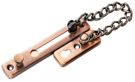 2 Pack Door Chain Lock, Security Chain Guard with Spring Anti Theft Press Lock, Polished Door Latch Red Bronze