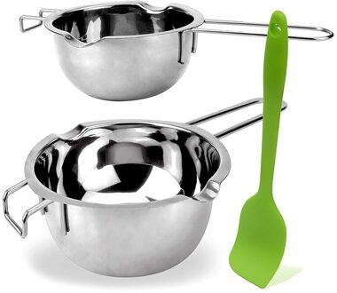 2 Pack Dubbele Boiler Melting Pot Met Siliconen Spatel Voor Boter Voor Chocolade Snoep Boter Kaas (400Ml En 600 Ml)
