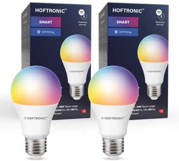 2-pack E27 SMART LED Lamp RGBWW Wifi & Bluetooth 10 Watt 806 lumen Dimbaar via App Wit