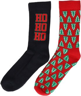 2-Pack foute kerstsokken voor heren donkerblauw en rood - Kerstsokken