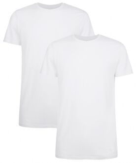 2-Pack Heren Bamboe T-shirts Ronde Hals Ruben – Extra Lang – Wit - S