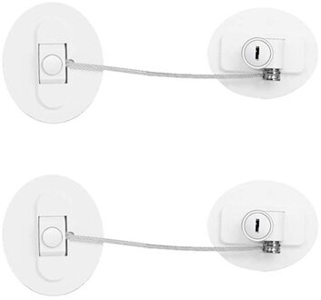 2 Pack Koelkast Sloten Met 2 Sleutels, Kind Veiligheid Mini Koelkast Sloten Met Sterke Lijm Voor Kast Lade wit