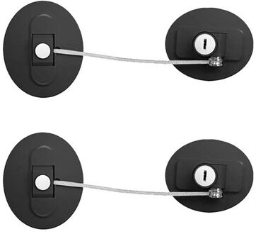 2 Pack Koelkast Sloten Met 2 Sleutels, Kind Veiligheid Mini Koelkast Sloten Met Sterke Lijm Voor Kast Lade zwart