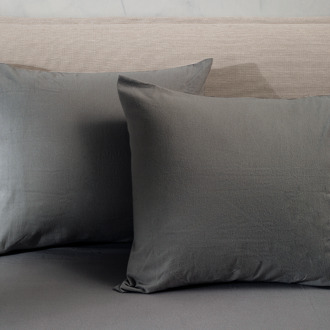 2-Pack Kussensloop Flanel - Antraciet - Fresh And Co - 60x70 Cm - Katoen Flanel - Dekbed-Discounter.nl