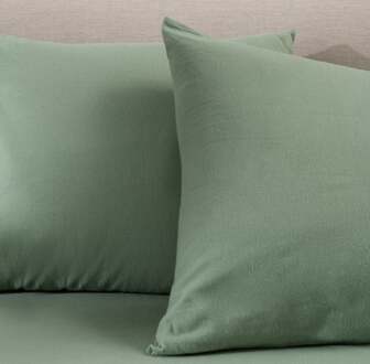 2-PACK Kussensloop Flanel - Fresh And Co - 60x70 Cm - Katoen - Dekbed-Discounter.nl Groen - 60 x 70