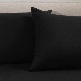 2-PACK Kussensloop Flanel - Zwart - Fresh And Co - 60x70 Cm - Katoen - Dekbed-Discounter.nl