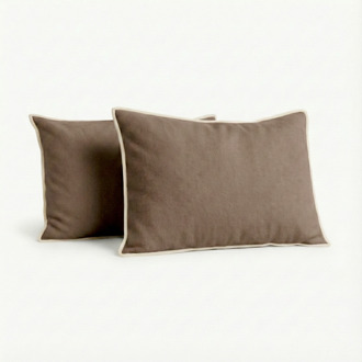 2-PACK: Kussensloop Luxury Velvet - Taupe - Zydante - - Microvezel - Dekbed-Discounter.nl