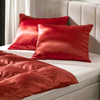 2-PACK: Kussensloop Silk Satin - Rood - Fresh And Co - 60x70 Cm - Microvezel - Dekbed-Discounter.nl - Default