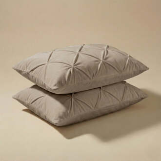 2-PACK: Kussenslopen Velvet Pintuck - Licht Taupe - Dekbed-Discounter.nl