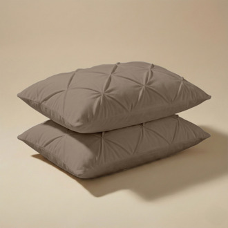 2-PACK: Kussenslopen Velvet Pintuck - Taupe - Dekbed-Discounter.nl