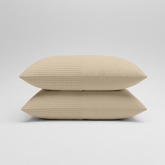2-PACK Kussenslopen Waffle - Zand - Dekbed-Discounter.nl Beige