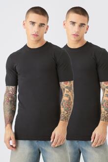 2 Pack Muscle Fit T-Shirt, Black - L