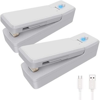 2 Pack Oplaadbare Mini Bag Sealer, Handheld Warmte Sealer, Voedsel Opslag Snack Verse Mini Draagbare Vacuüm Sealer Machin