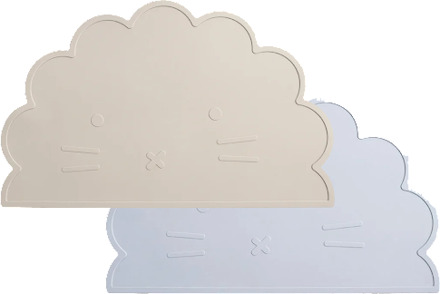 2-Pack Siliconen Placemat Baby Leeuw - Beige & Grijsblauw Beige / Grijsblauw / Blauw
