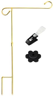 2 Pack Tuin Vlag Stand Banner Vlaggenmast, Golden Smeedijzeren Yard Tuin Vlag Pole, met Tijger Clip En Lente Stoppers