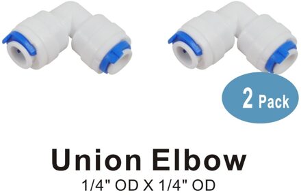 2 PACK VAN Quick Connectors 1/4 "Union Elbow Fitting Aansluiting voor Water Filters en RO Omgekeerde Osmose Systemen